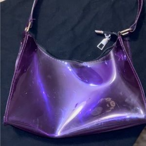 transparent purple shoulder bag